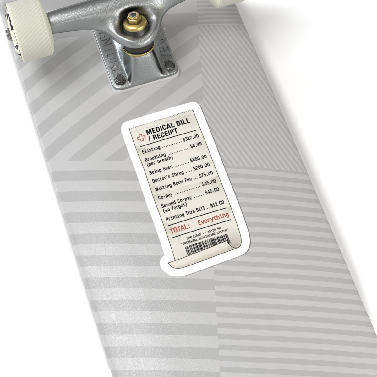 Medical Bill Receipt Sticker | political satire, absurdist America, dark humor