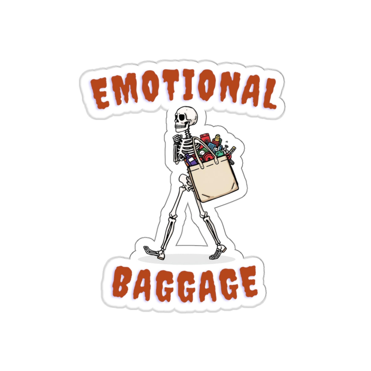 Emotional Baggage | Funny Skeleton Sticker