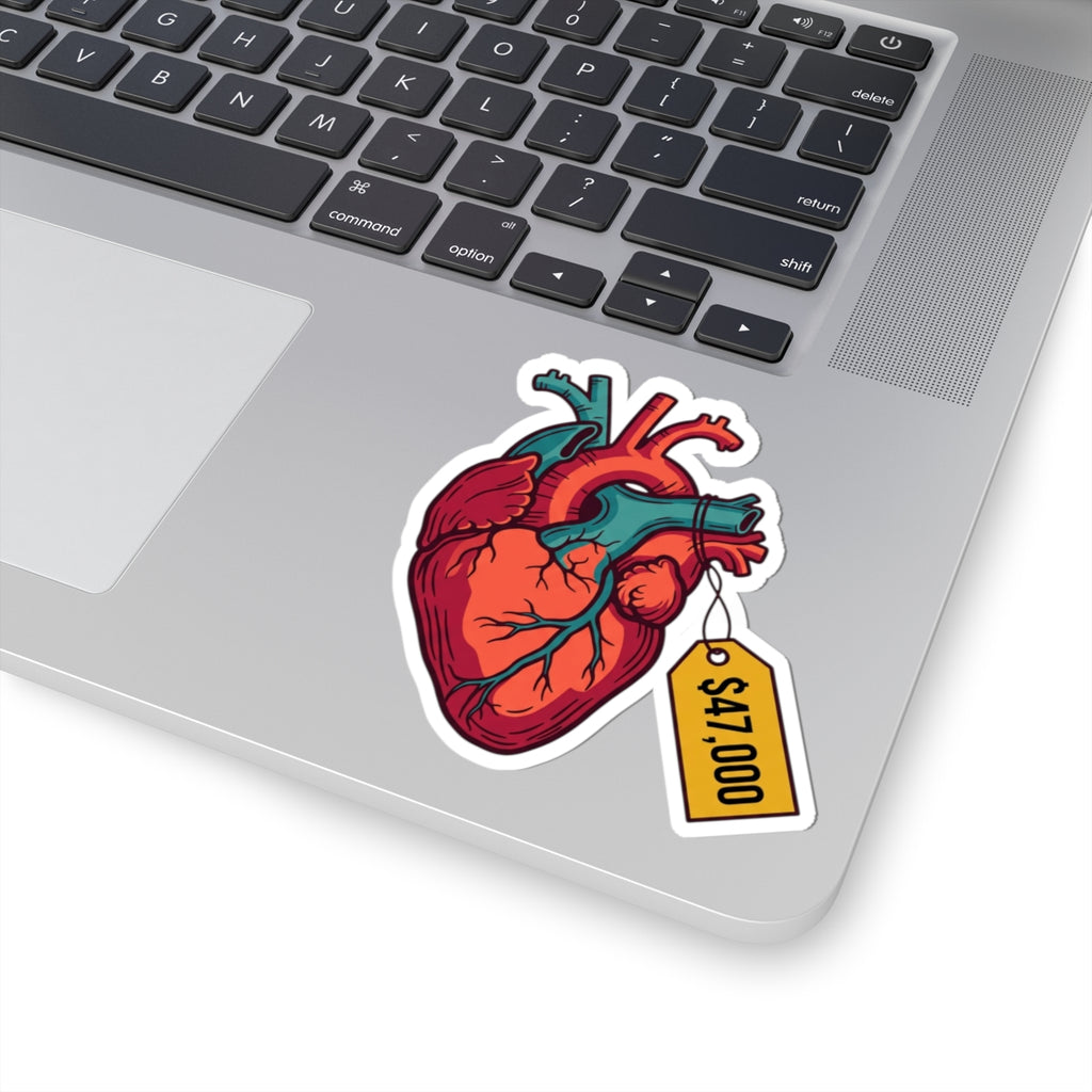 Heart with Price Tag Sticker | political satire, absurdist America, dark humor