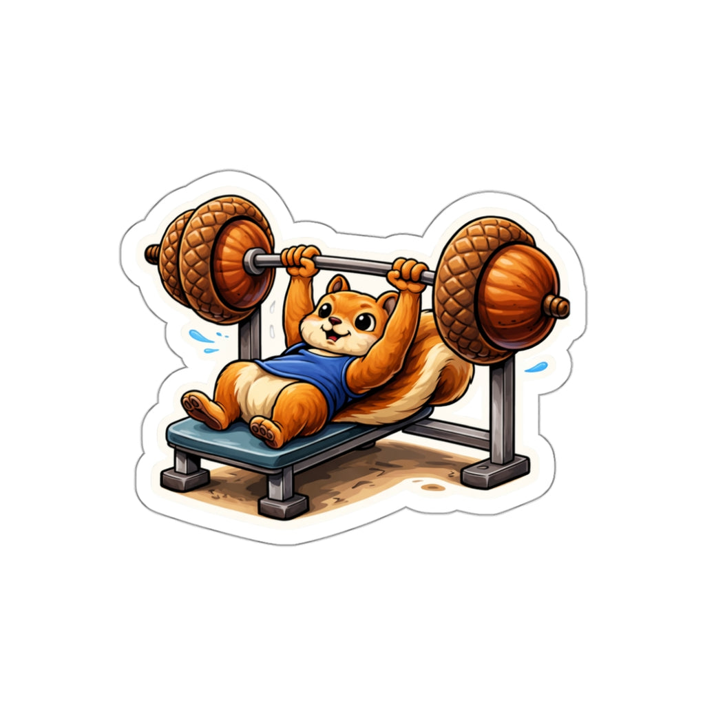 Squirrel Lifting Acorns | Funny Gym Sticker