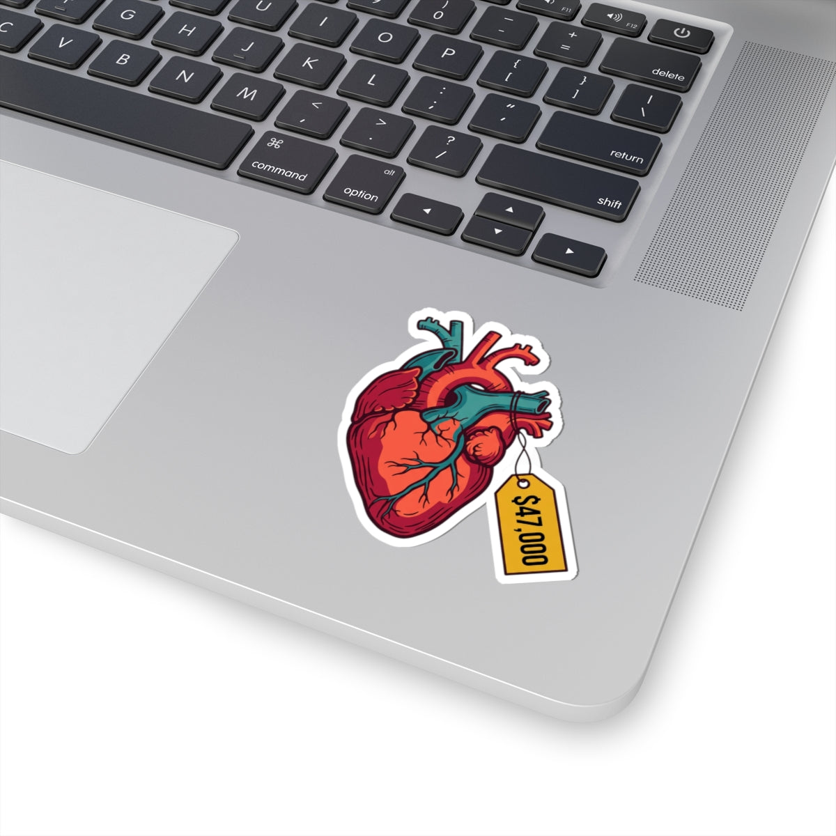 Heart with Price Tag Sticker | political satire, absurdist America, dark humor