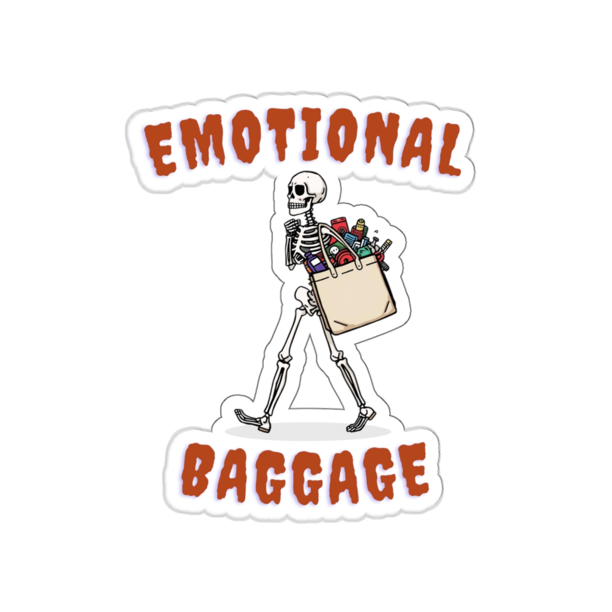 Emotional Baggage | Funny Skeleton Sticker